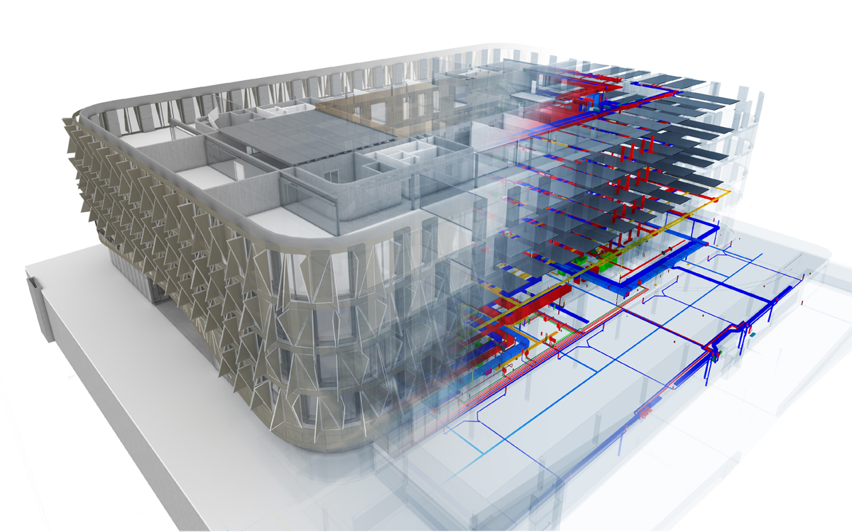 Das Referenzmodell der Architekten wurde in Vectorworks, das Haustechnikmodell in Plancal nova erstellt