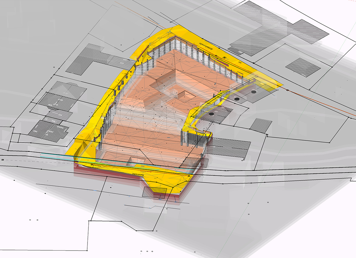 Hier diente die 3D-Planung in Vectorworks zur Visualisierung der extremen Geländeunterschiede von bis zu 9 m. Die Architekten modellierten den Baugrund am Rechner nach, um Unstimmigkeiten und spätere Ausführungsfehler zu vermeiden.